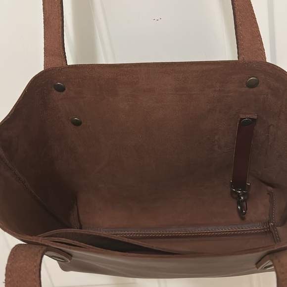 Love41 Small Simple Leather Tote-Dark Coffee Brown - Picture 6 of 7